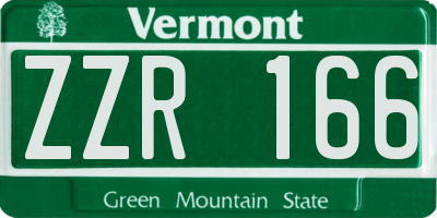 VT license plate ZZR166