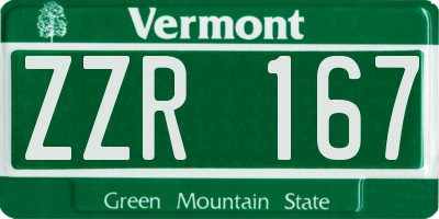 VT license plate ZZR167