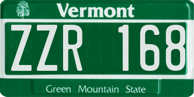 VT license plate ZZR168