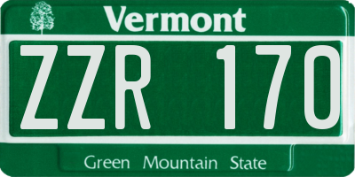 VT license plate ZZR170