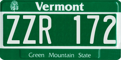 VT license plate ZZR172