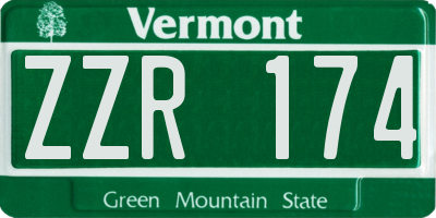 VT license plate ZZR174