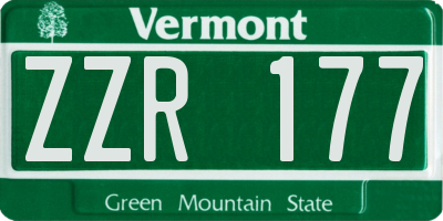 VT license plate ZZR177