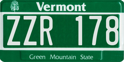 VT license plate ZZR178