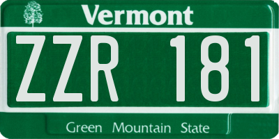 VT license plate ZZR181