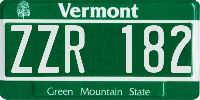 VT license plate ZZR182