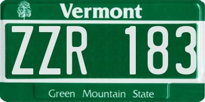 VT license plate ZZR183
