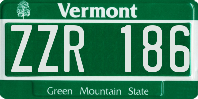 VT license plate ZZR186