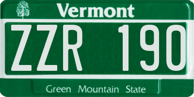 VT license plate ZZR190