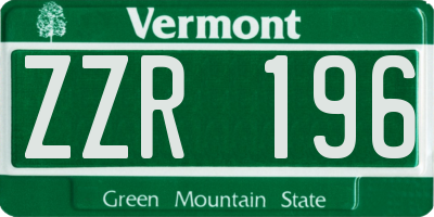 VT license plate ZZR196