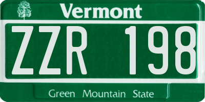 VT license plate ZZR198