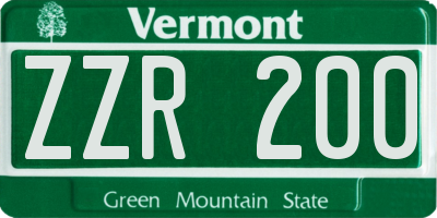 VT license plate ZZR200