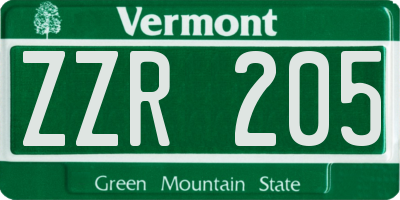 VT license plate ZZR205