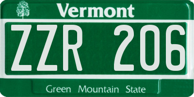 VT license plate ZZR206