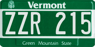 VT license plate ZZR215