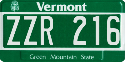 VT license plate ZZR216