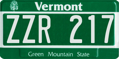 VT license plate ZZR217