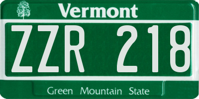 VT license plate ZZR218