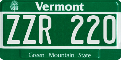 VT license plate ZZR220