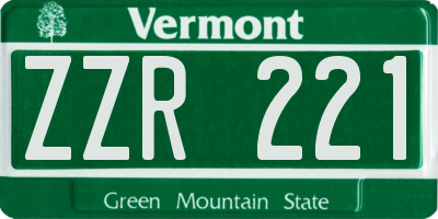 VT license plate ZZR221