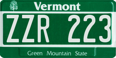 VT license plate ZZR223