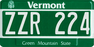 VT license plate ZZR224