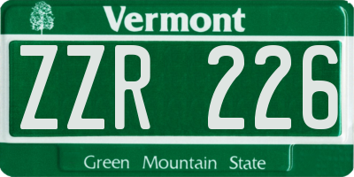 VT license plate ZZR226