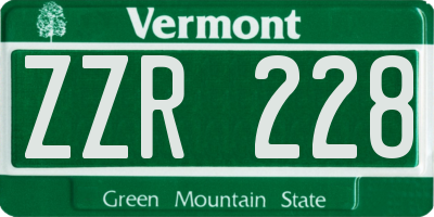 VT license plate ZZR228