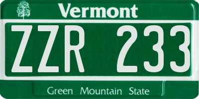 VT license plate ZZR233