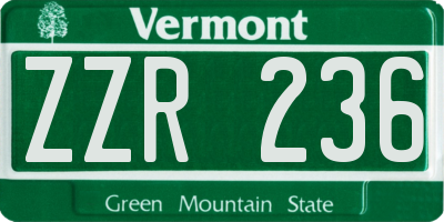 VT license plate ZZR236