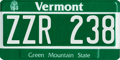 VT license plate ZZR238