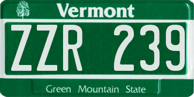 VT license plate ZZR239