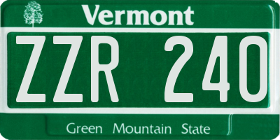 VT license plate ZZR240