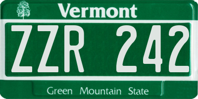 VT license plate ZZR242