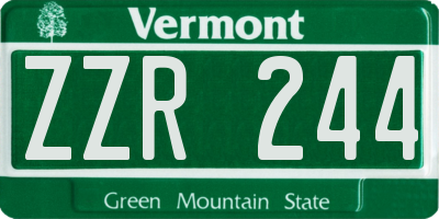 VT license plate ZZR244