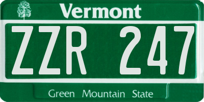 VT license plate ZZR247