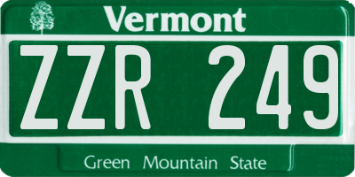 VT license plate ZZR249