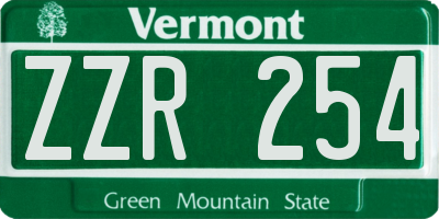 VT license plate ZZR254