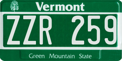 VT license plate ZZR259