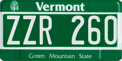 VT license plate ZZR260