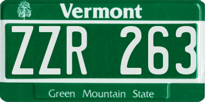 VT license plate ZZR263
