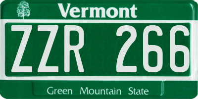 VT license plate ZZR266