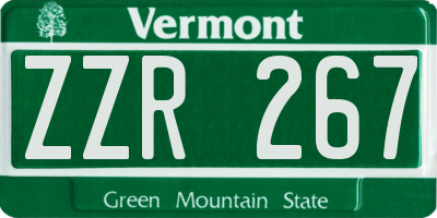 VT license plate ZZR267