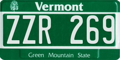 VT license plate ZZR269