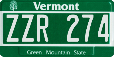 VT license plate ZZR274
