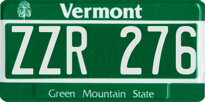 VT license plate ZZR276