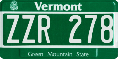 VT license plate ZZR278