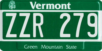 VT license plate ZZR279