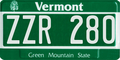 VT license plate ZZR280