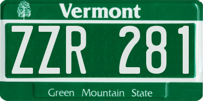 VT license plate ZZR281